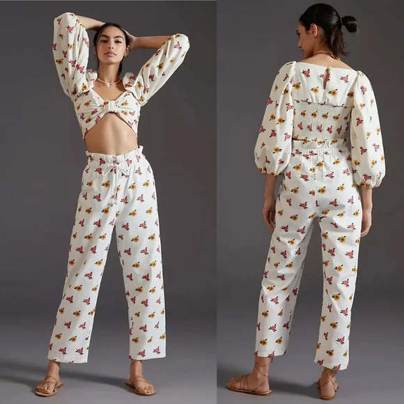 FARM Rio Mixed Cross Stitch Flowers Embroidered Pants - Picture 6 of 7